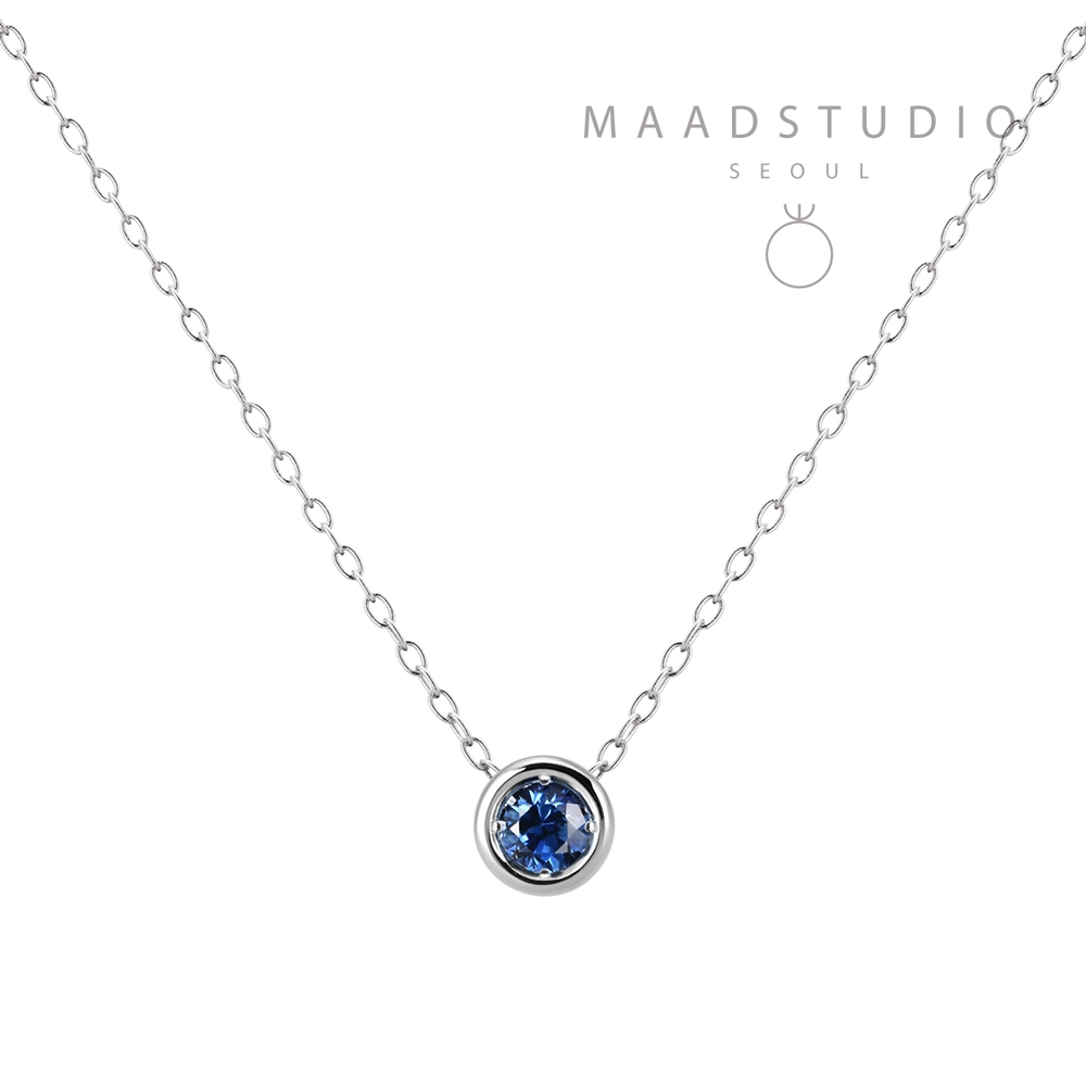 Hemisphere pendant 14k White gold sapphire 0.2ct