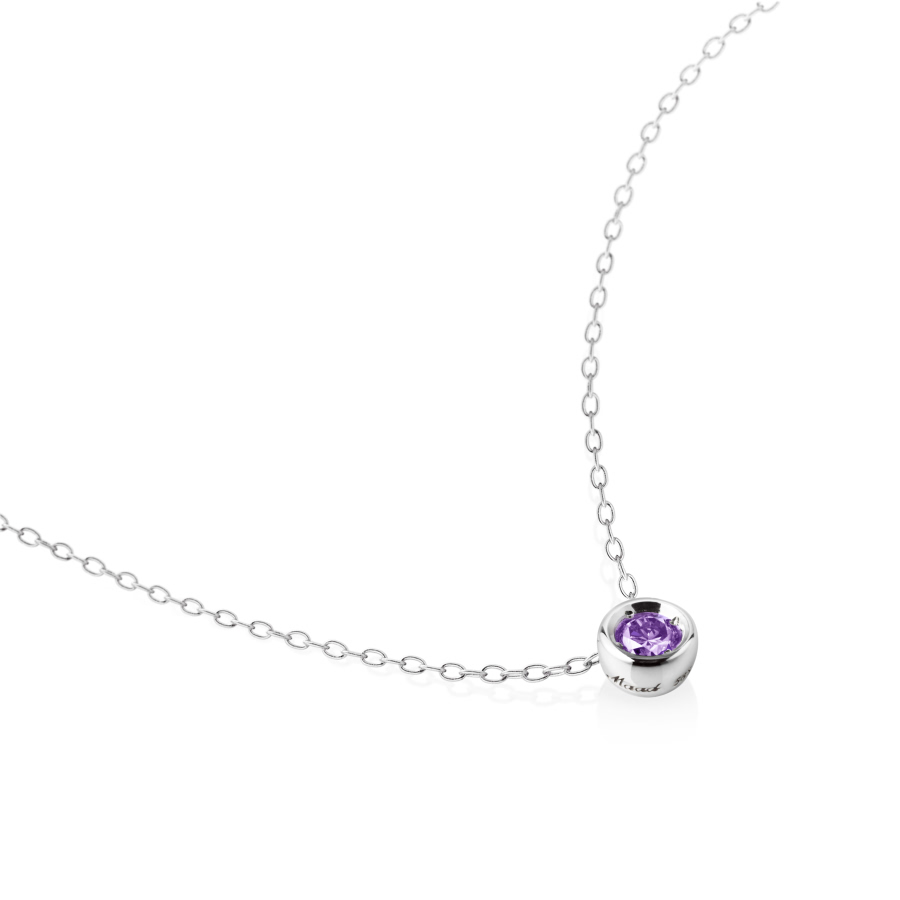 헤미스피어 목걸이 14k 화이트골드 amethyst 0.2ct