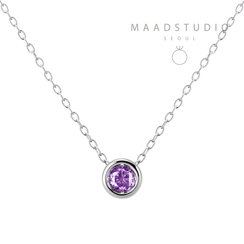 Hemisphere pendant 14k White gold amethyst 0.2ct