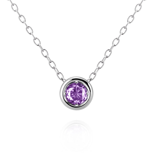 헤미스피어 목걸이 14k 화이트골드 amethyst 0.2ct