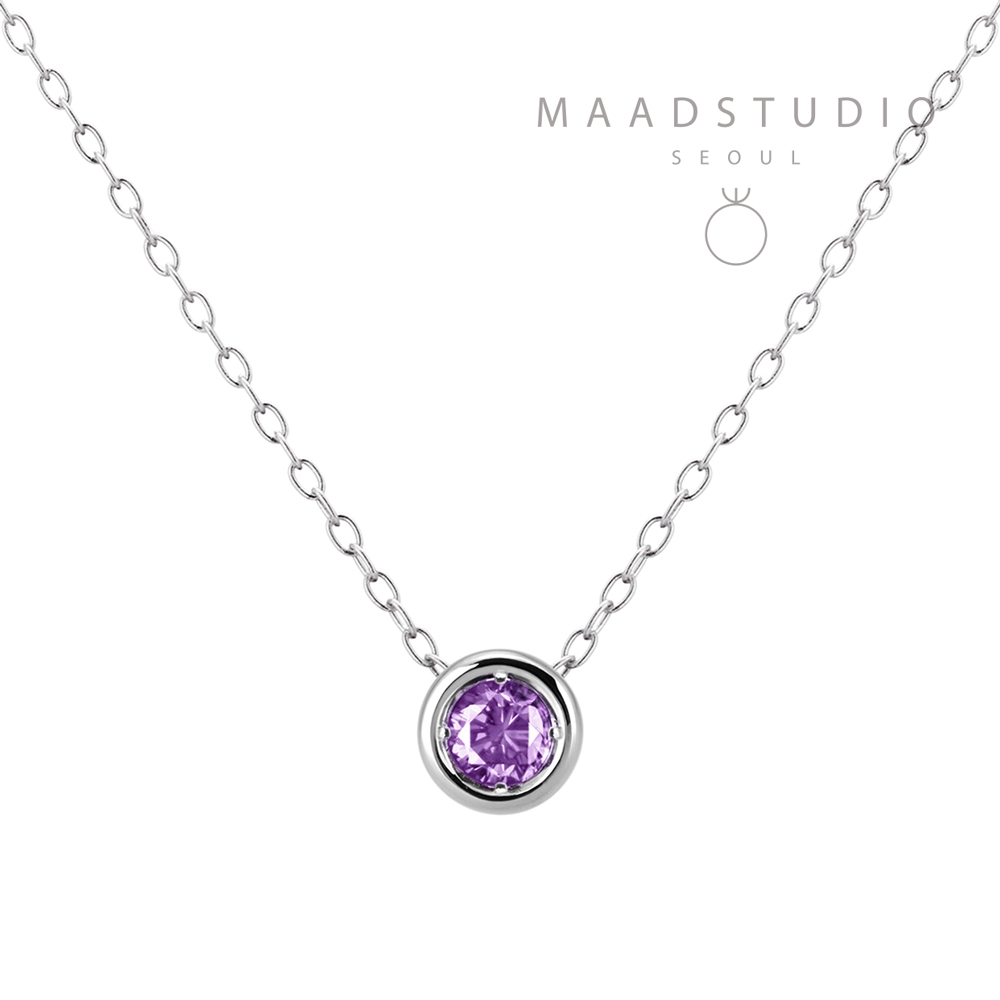 헤미스피어 목걸이 14k 화이트골드 amethyst 0.2ct