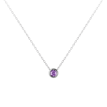 Hemisphere pendant 14k White gold amethyst 0.2ct