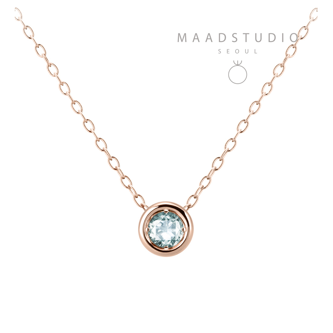 Hemisphere pendant 14k Red gold aquamarine 0.2ct