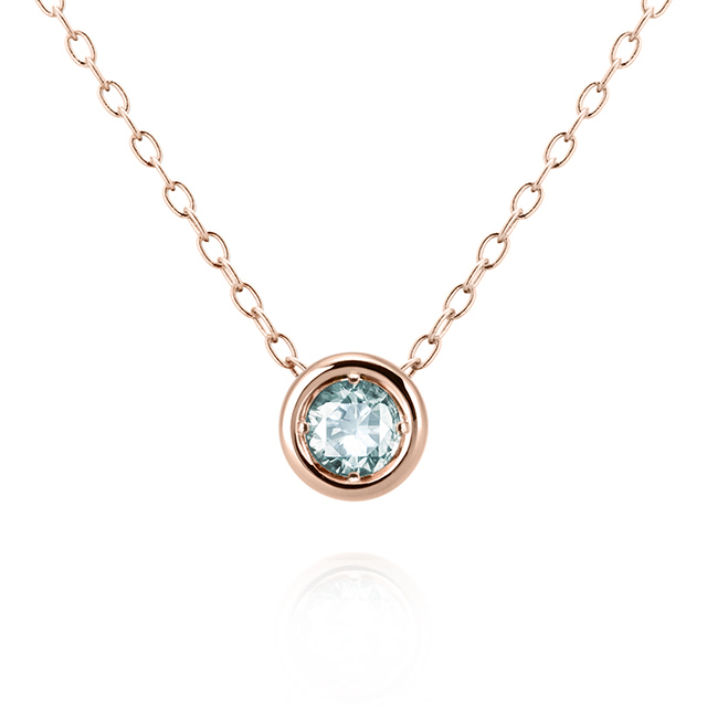 헤미스피어 목걸이 14k 레드골드 aquamarine 0.2ct