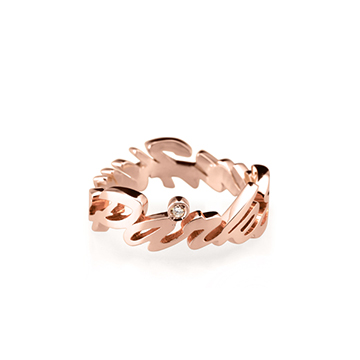 Signiture ring (S) Oder-made 14k Red gold Diamond