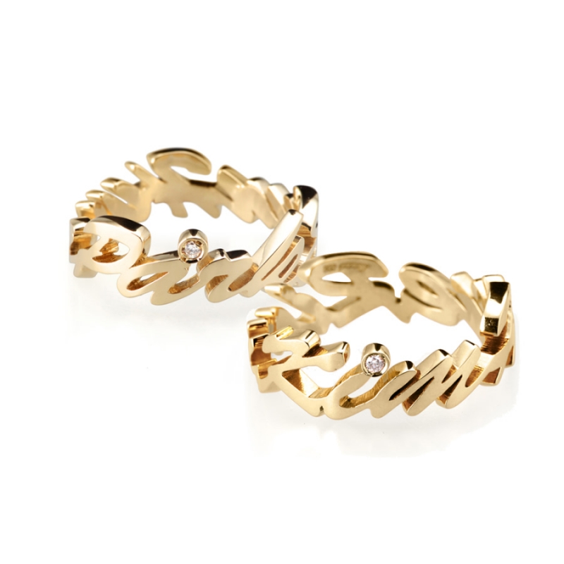 Signiture wedding ring Set (S&S) Oder-made 14k gold Diamond