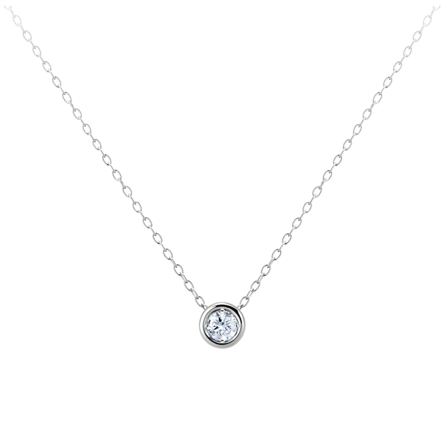 Hemisphere pendant 14k White gold CZ 0.2ct