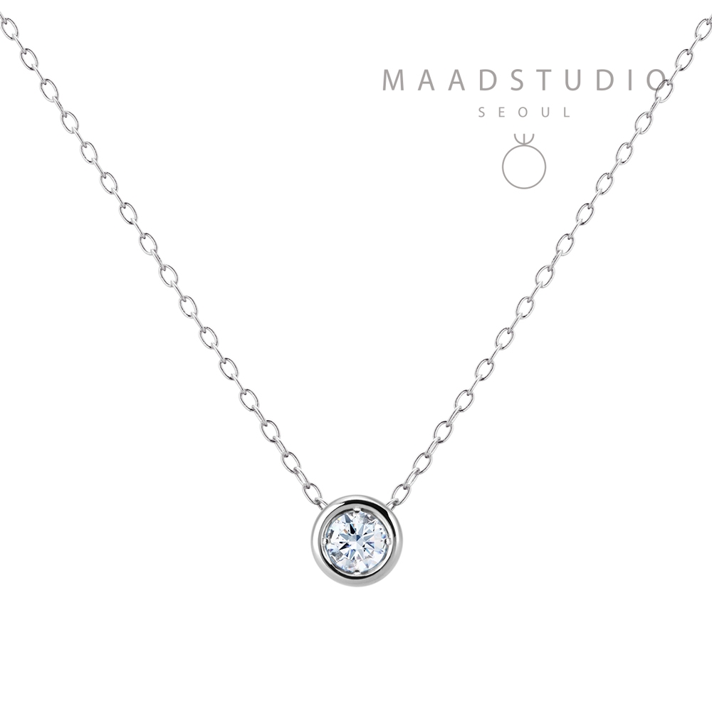 Hemisphere pendant 14k White gold CZ 0.2ct