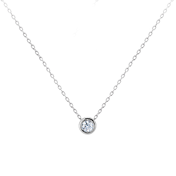 Hemisphere pendant 14k White gold CZ 0.2ct