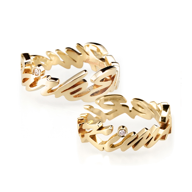 Signiture wedding ring Set (L&S) Oder-made 14k gold Diamond