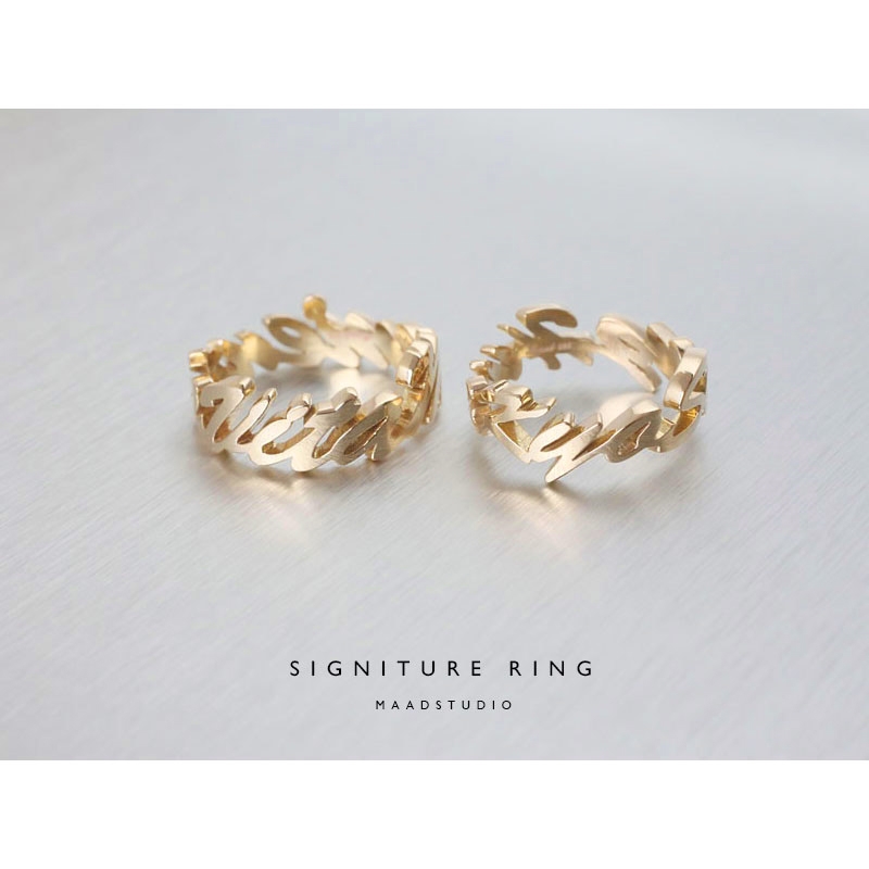 Signiture wedding ring Set (L&S) Oder-made 14k gold Diamond