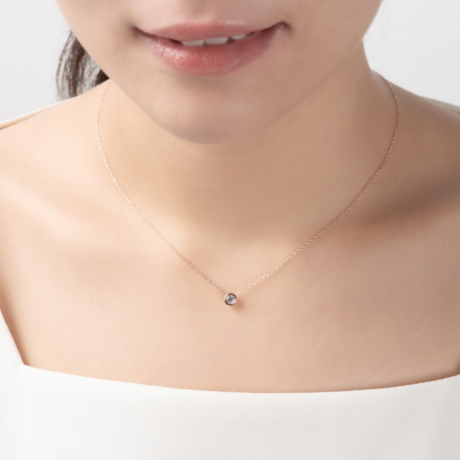 헤미스피어 목걸이 14k 레드골드 0.2ct