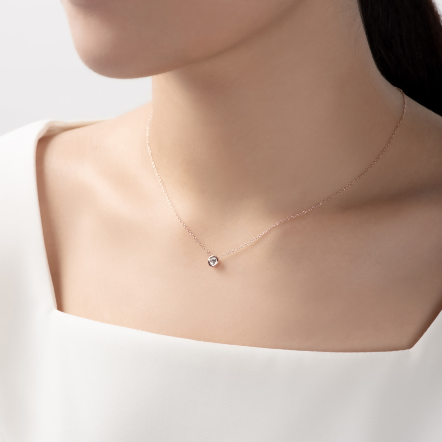 헤미스피어 목걸이 14k 레드골드 0.2ct