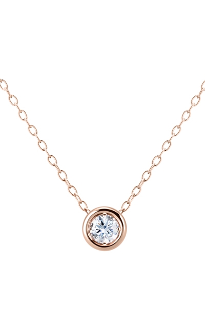 Hemisphere pendant 14k Red gold CZ 0.2ct