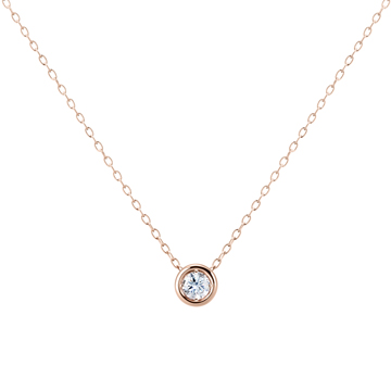 Hemisphere pendant 14k Red gold CZ 0.2ct