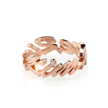 Signiture ring (L) Oder-made 14k Red gold Diamond