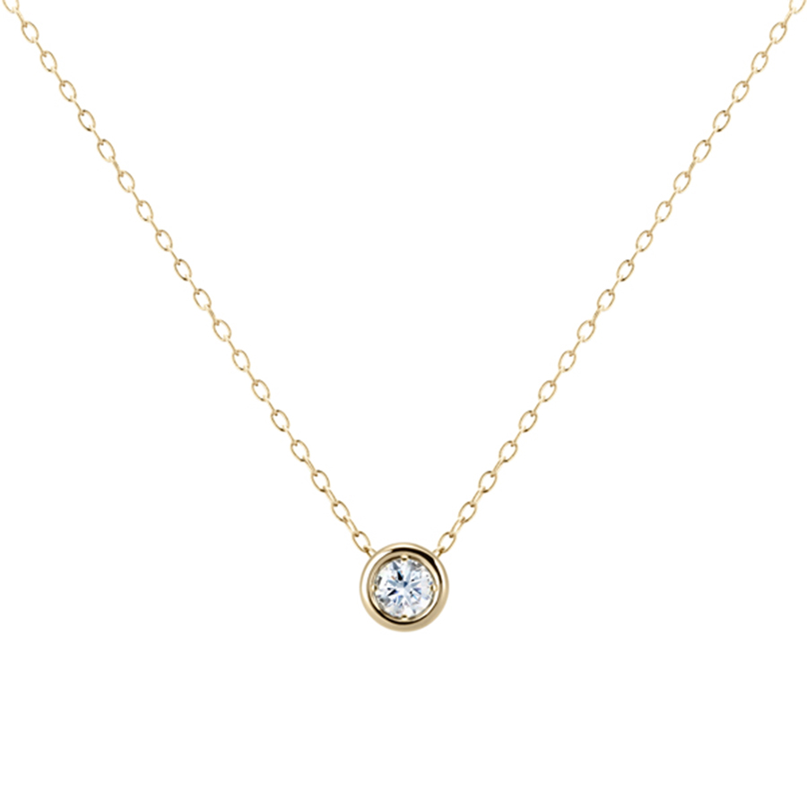 Hemisphere pendant 14k gold CZ 0.2ct