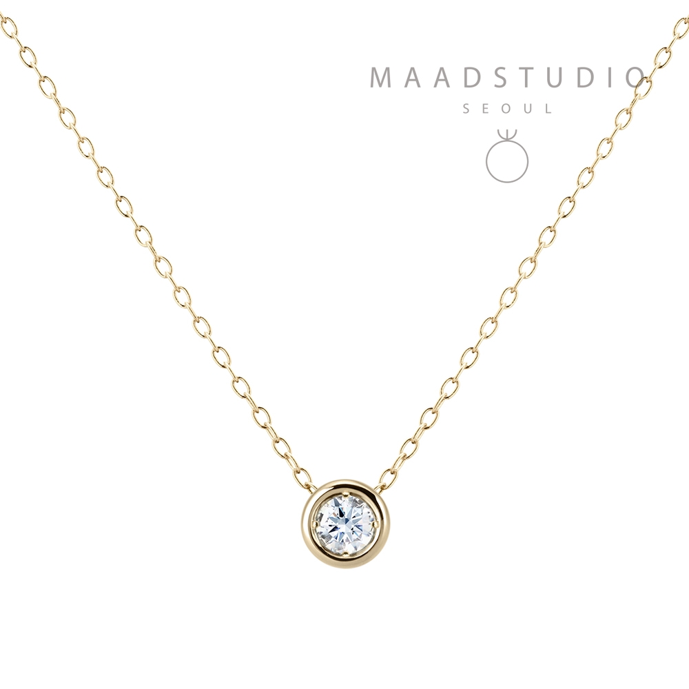 Hemisphere pendant 14k gold CZ 0.2ct