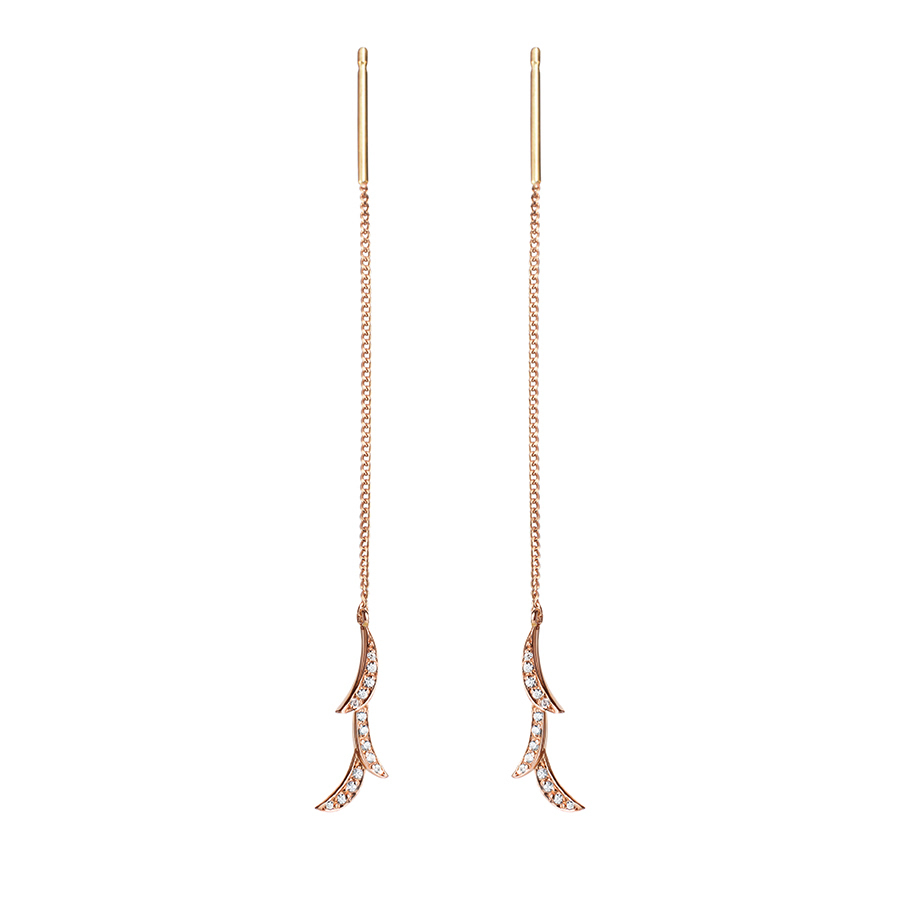 Orchid II chain earring 14k Red gold CZ