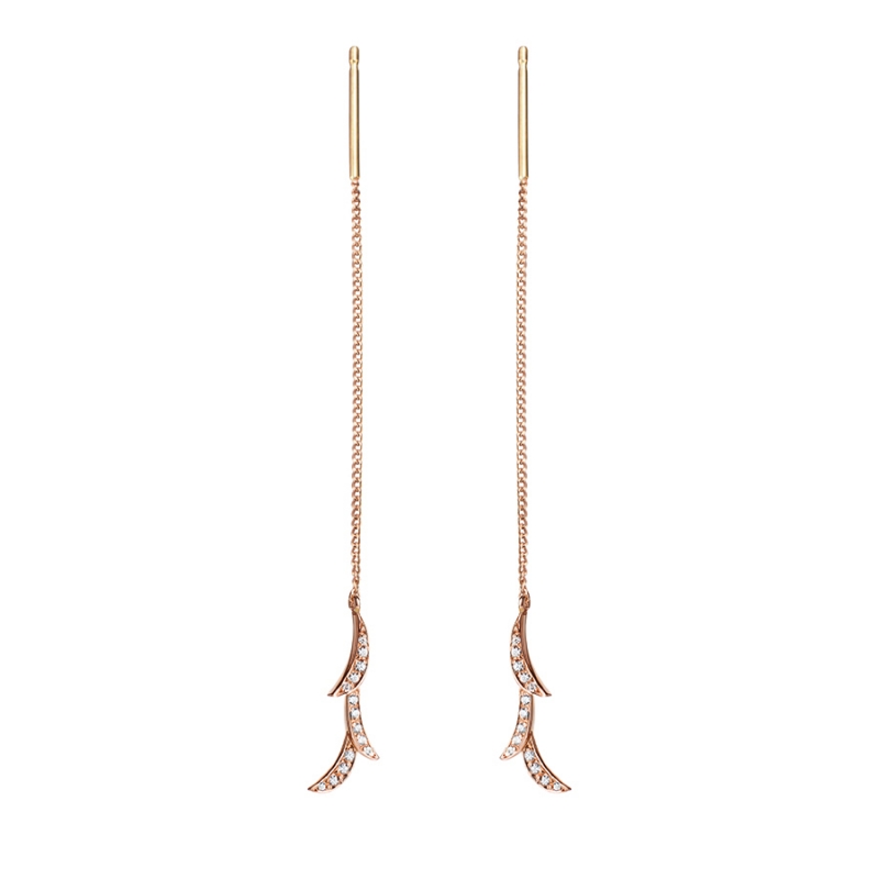 Orchid II chain earring 14k Red gold CZ