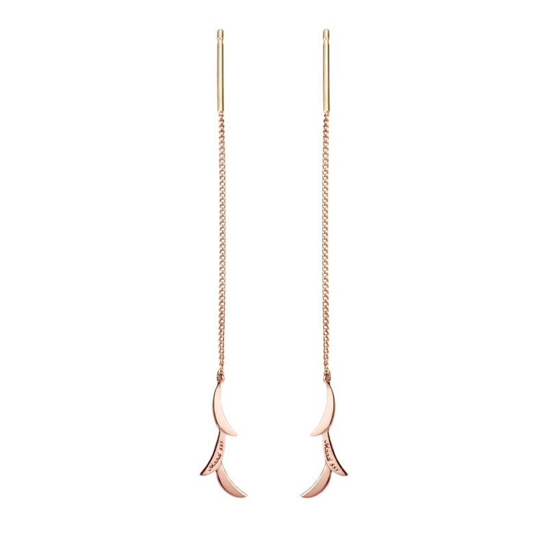Orchid II chain earring 14k Red gold CZ