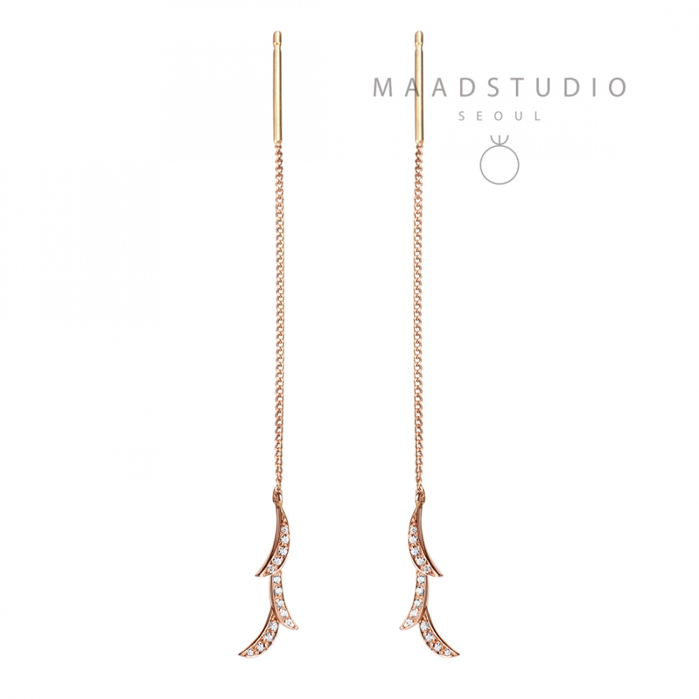 Orchid II chain earring 14k Red gold CZ