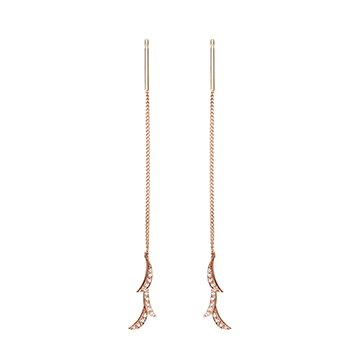 Orchid II chain earring 14k Red gold CZ