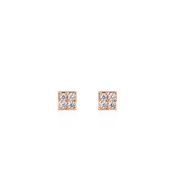 Cube earring 14k Red gold CZ