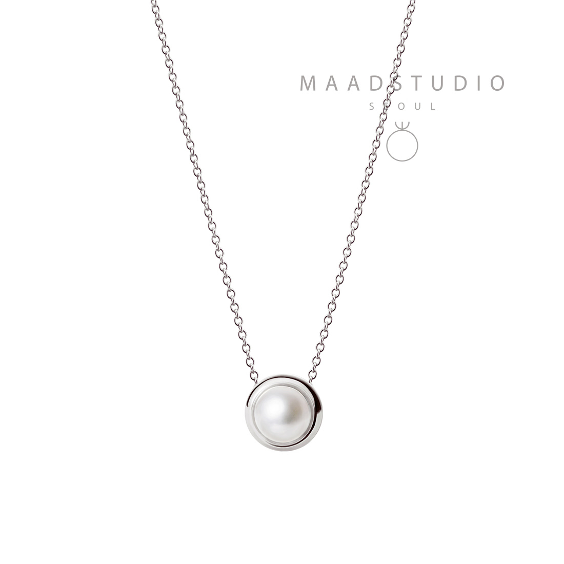 Donguri necklace (S) 14k White gold pearl