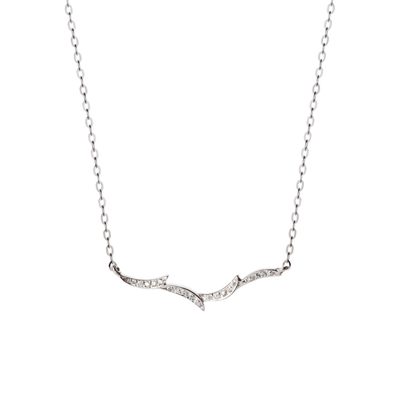Orchid II necklace 14k White gold CZ