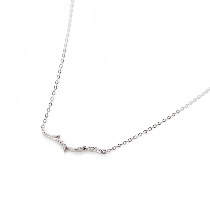 Orchid II necklace 14k White gold CZ