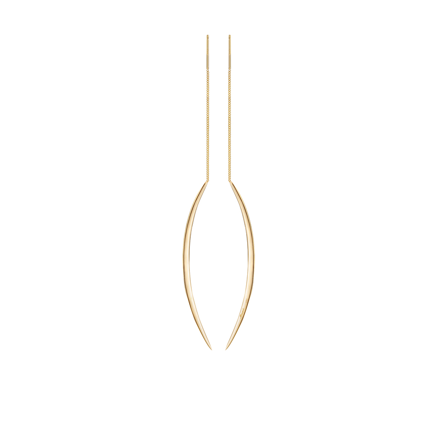 Willow leaf chain earring (S) 14k gold