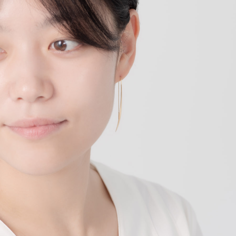 잎 드롭 체인 귀걸이 (소) 14k