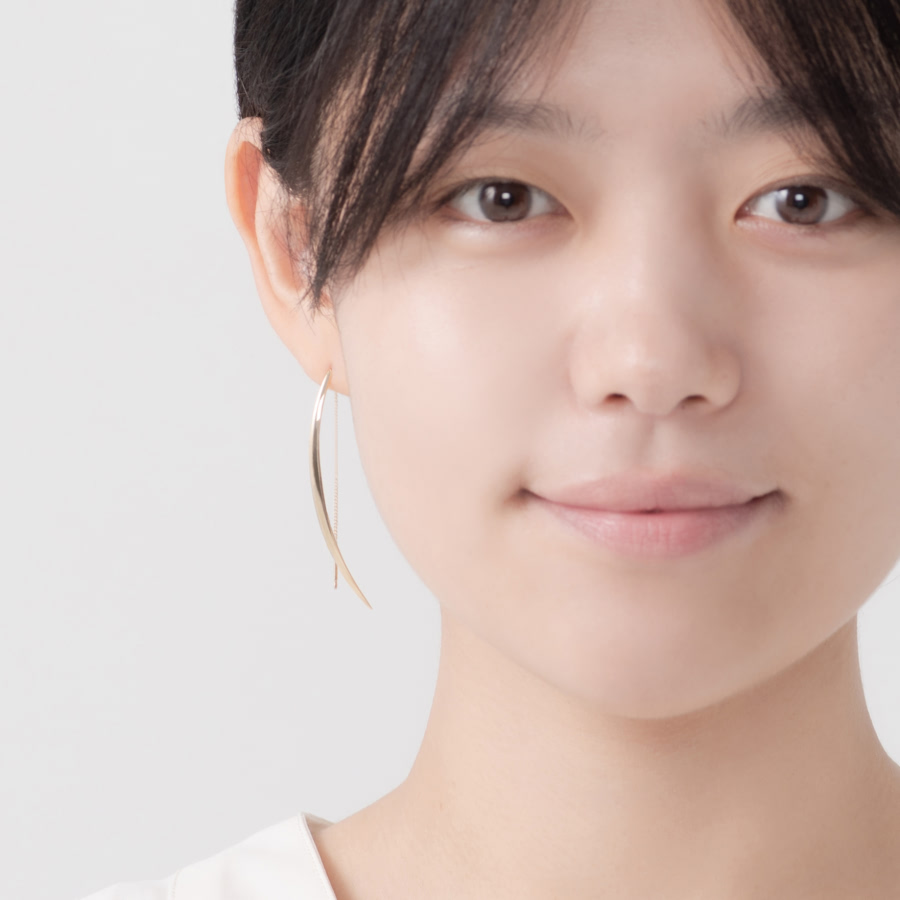 잎 드롭 체인 귀걸이 (소) 14k