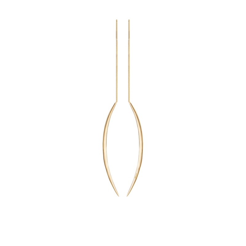 Willow leaf chain earring (S) 14k gold