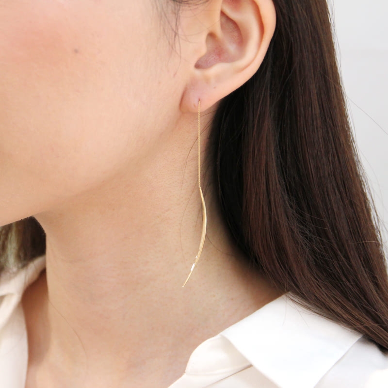 Willow leaf chain earring (S) 14k gold