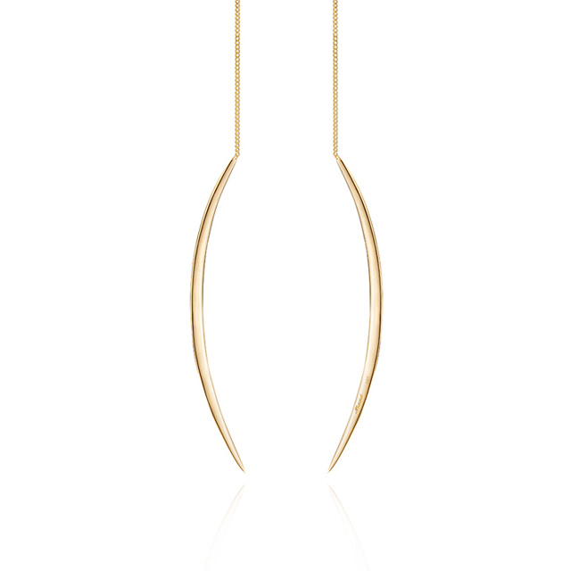 잎 드롭 체인 귀걸이 (소) 14k