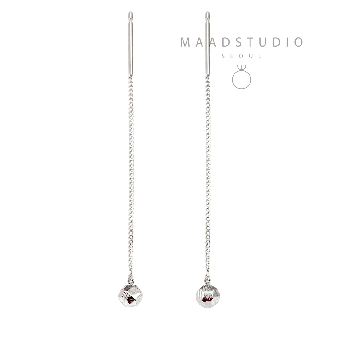 Grit stone drop earring Sterling silver