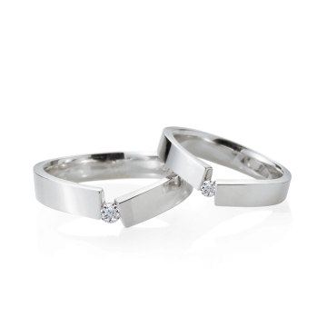 Encounter wedding ring Set (M&S) 14k White gold CZ 0.07ct & 0.04ct