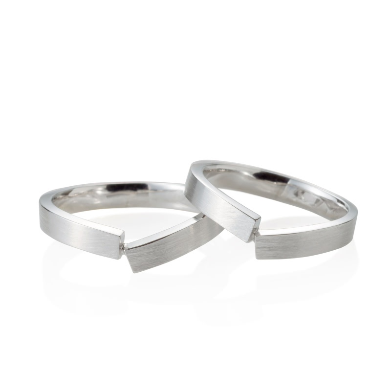 Encounter wedding ring Set (S&S) 14k White gold hairline