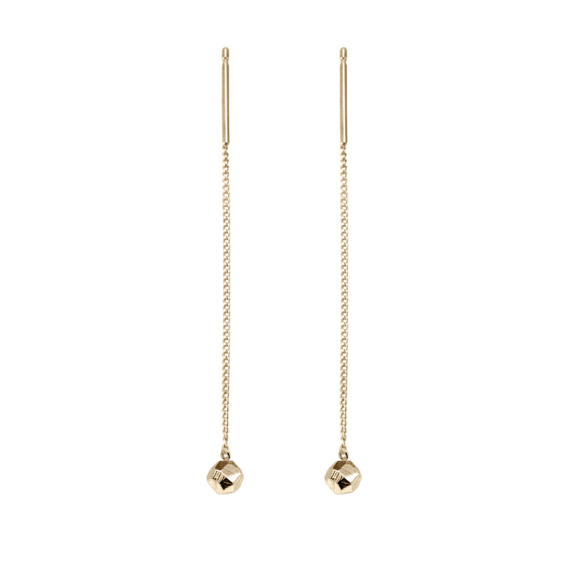 Grit stone drop earring 14k gold