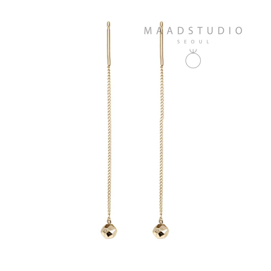 Grit stone drop earring 14k gold