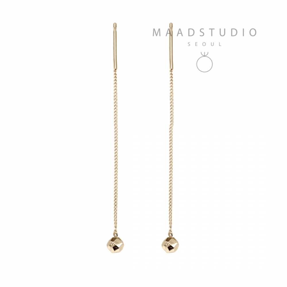 Grit stone drop earring 14k gold