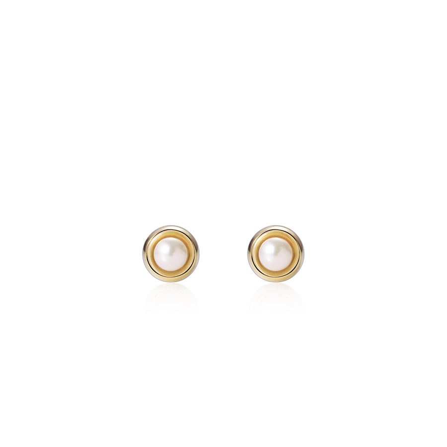 Cheese earring 14k gold 3mm south sea pearl