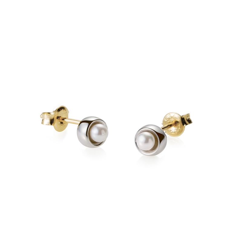 Cheese earring 14k white gold 3mm south sea pearl