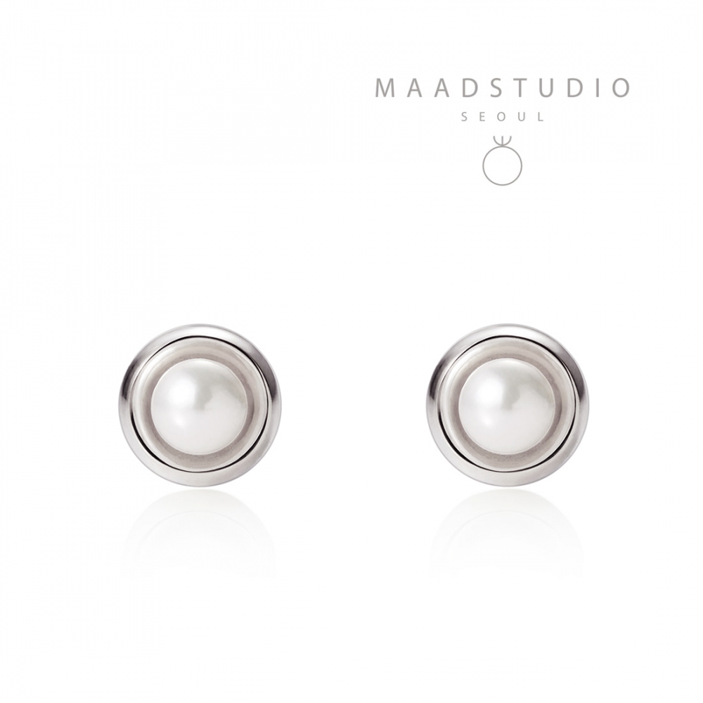 Cheese earring 14k white gold 3mm south sea pearl