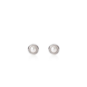 Cheese earring 14k white gold 3mm south sea pearl