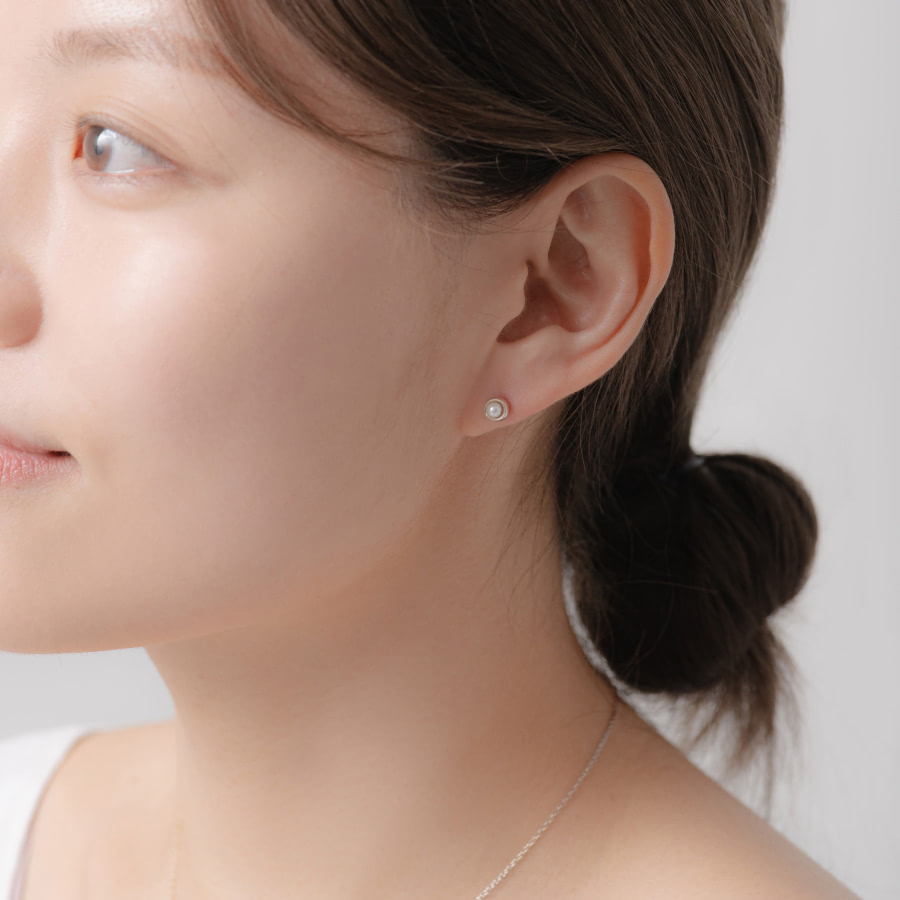 치즈 진주 Set 14k 화이트골드