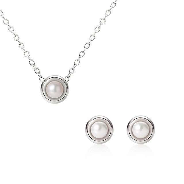 치즈 진주 Set 14k 화이트골드