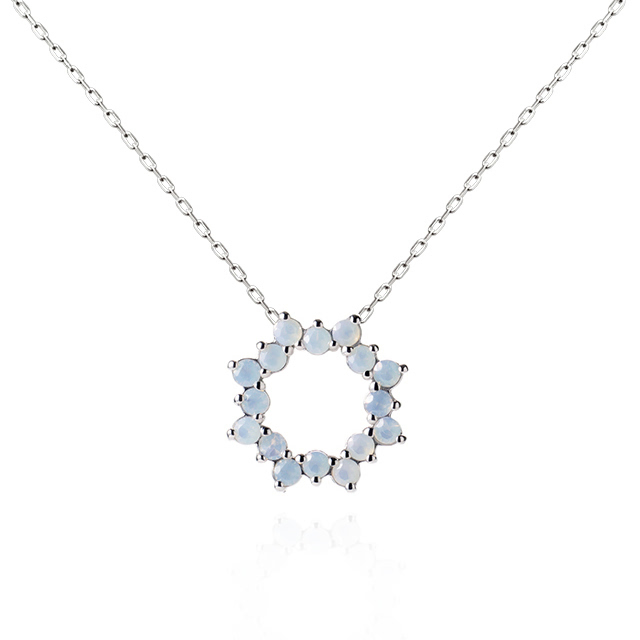 리스 목걸이 14k 화이트골드 opal CZ